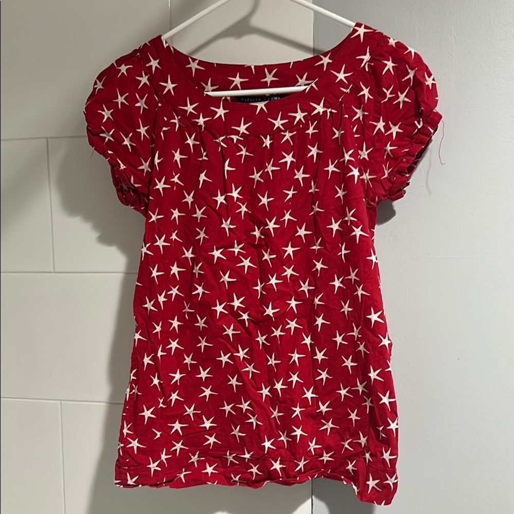 Antilia Femme Red Star Pattern Blouse